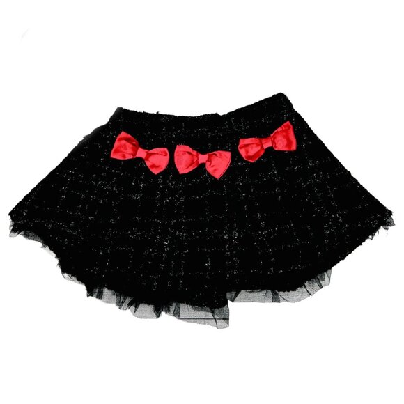 Koala Kids Pleated A-Line Skirt Flared Pull-On Tulle Glitter Red Bows Holiday 3T - Picture 3 of 13
